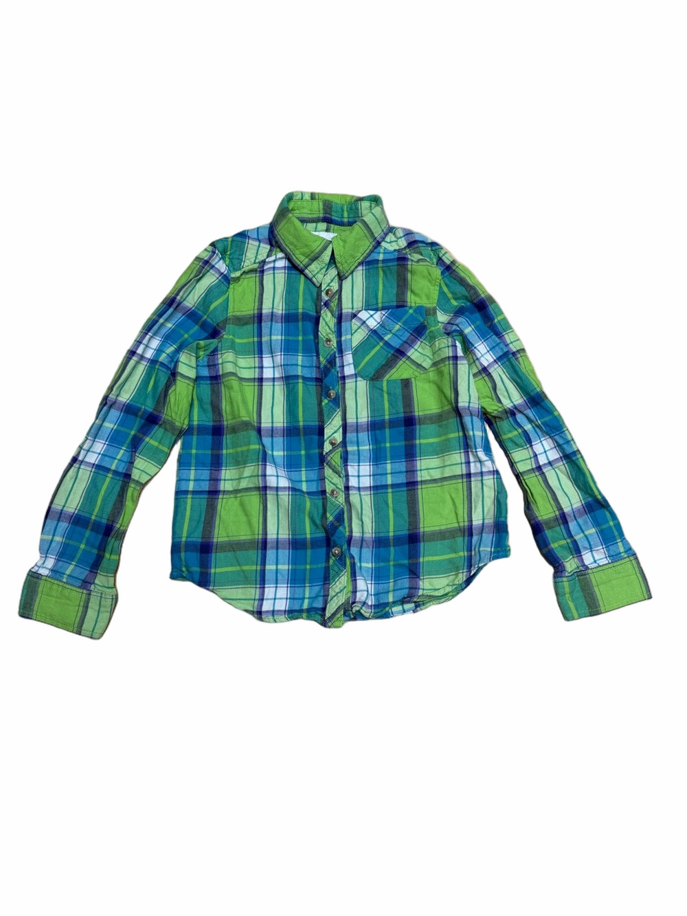Mudd Girls Green Blue Plaid Button Front Shirt Size 10